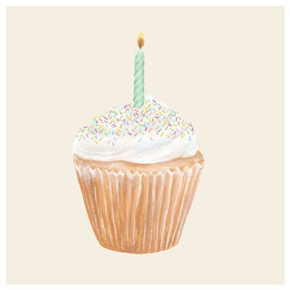 Cupcake with Birthday Candle Cocktail Napkin