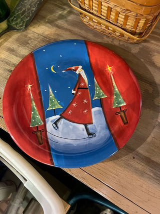 Red and Blue Santa Plate