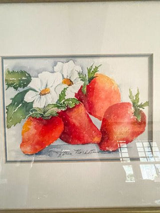 Framed Strawberry Watercolor  13.5"x11.5"