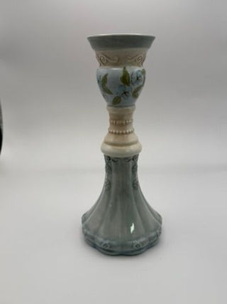 Blue Floral Candlestick Holder