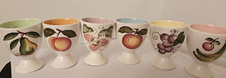 Vintage Ceramic Egg Cup Set with Fruit Motif SET OF 6