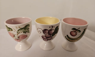 Vintage Ceramic Egg Cup Set with Fruit Motif SET OF 6