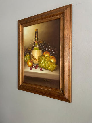 Chianti Wine Signed Still Life Painting