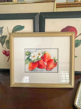 Framed Strawberry Watercolor  13.5"x11.5"