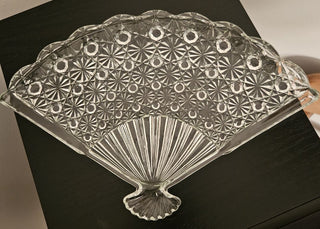 Vintage Glass Fan-Shaped Candy Dish