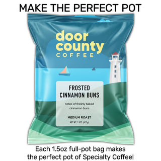 Frosted Cinnamon Buns Flavored Coffee – 1.5 oz Full Pot Bag | Door County Coffee