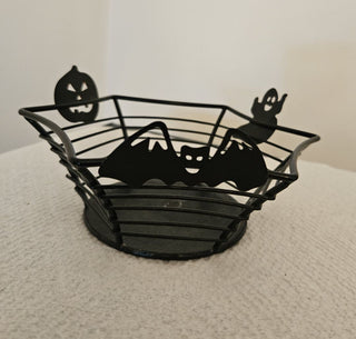 Ghost, Pumpkin, Bat Metal Basket/Candle Holder