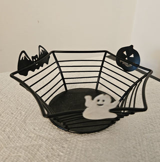 Ghost, Pumpkin, Bat Metal Basket/Candle Holder