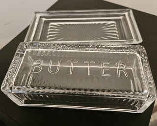 Pressed Glass Butter Dish and Cover SET OF 2