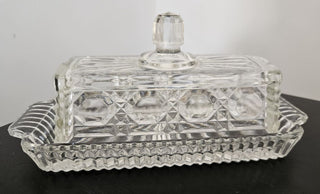 Vintage Pressed Glass Federal Style Butter DIsh and Cover (2 Pieces)