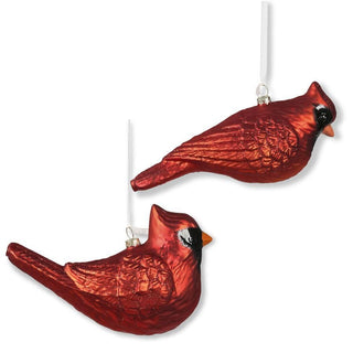 Assorted Red Glass Cardinal Ornaments with Red Glitter