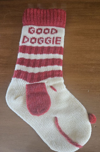Red Knitted "Good Doggie" Christmas Stocking