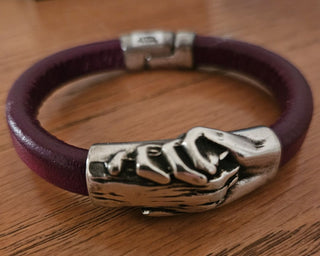 Hand & Paw Leather and Pewter Bracelet