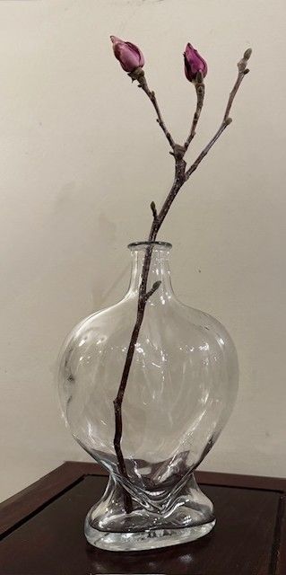 Vintage Italian Heart-Shaped Bottle (with Magnolia Buds)