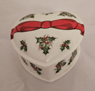Vintage Holly and Ribbon China Candle Holder (2pieces)