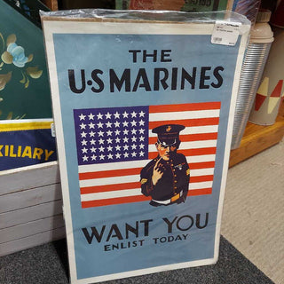 Enlist Today! WW11 U.S. Marines Corp 1942 Vintage Style Poster