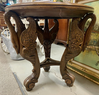 Wooden table with carved bird legs 23" Diameter x 23" Tall
