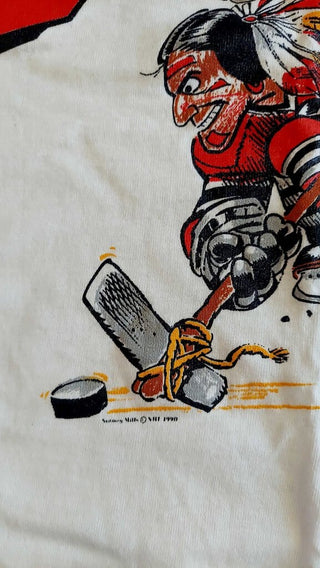 1990 CHICAGO BLACKHAWKS t-shirt small(S) NHL - NUTMEG MILLS - By Artist JACK DAVIS - NOS W/tag