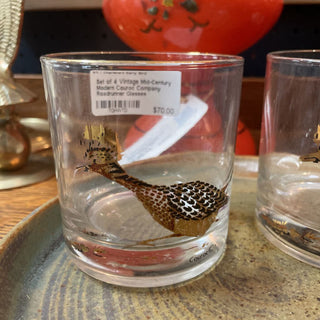 Set of 4 Vintage Mid-Century Modern Couroc Company Roadrunner Glasses