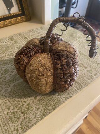 Decorative Pumpkin Made of Pinecones & Natural Material-H