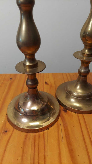 16" Solid Brass Vintage Candlestick Holder (T&M) Sold Separately. Holds tapered candle and pillar 3" candles. Beautiful warm brings luxury to any space.