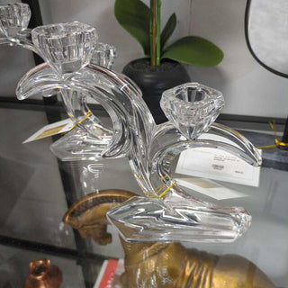 Glass arch candlestick holders -PAIR