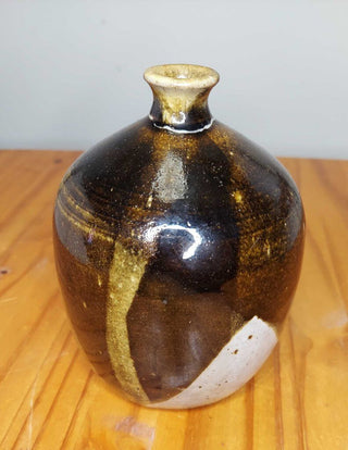 1970 Earth tone Glazed Stoneware Studio Pottery Vase signed HORTON 70
