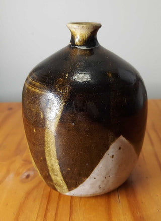 1970 Earth tone Glazed Stoneware Studio Pottery Vase signed HORTON 70