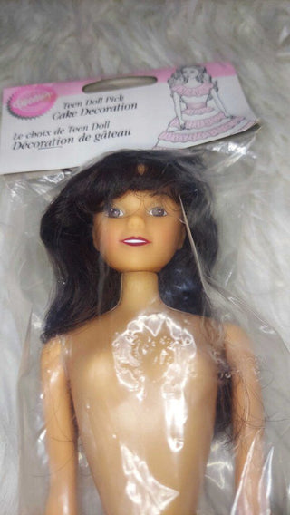 Sealed, Wilton Teen Doll Pick, dark hair, Cake Decoration, 1974 Hong Kong Doll,1998 Wilton.