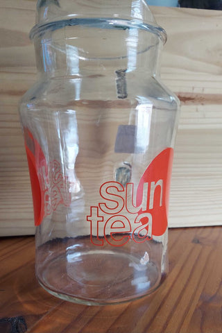 Vintage mod Sun Tea glass pitcher with ice lip FIRM