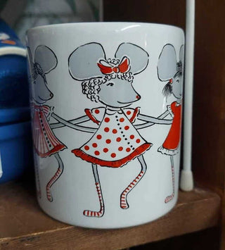 Rare - Dancing Mice by Waechtersbach West Germany, ceramic canister mug FIRM