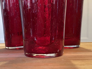 6" Ruby Red Bubble Glasses, set of 3