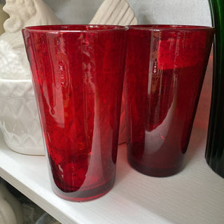 Set of 2 Red Bubble glasses