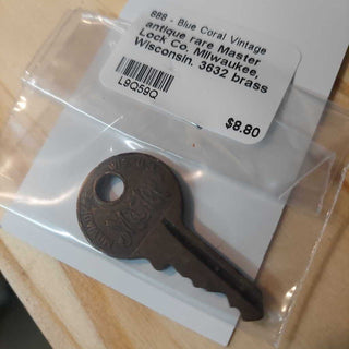 antique rare Master Lock Co. Milwaukee, Wisconsin. 3632 brass key - FIRM
