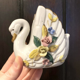 Vintage Ceramic Swan Planter/Trinket Dish 4x4x2.5