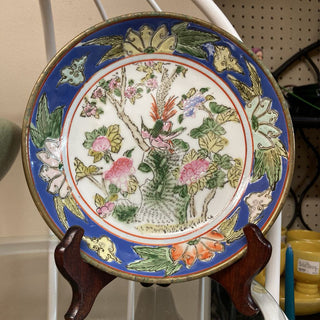 Vintage Chinese Porcelain & Enamel Plate