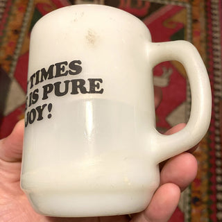 Vtg Snoopy & Woodstock Anchor Hocking Milk Glass Mug (AS-IS)