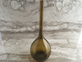 Midcentury modern amber glass vase, 5 x 12", CH