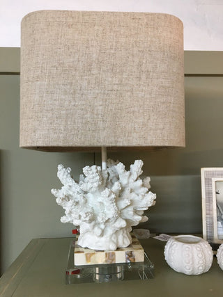 New pearl and resin coral table lamp, FIRM 10w x 15.75h, RW