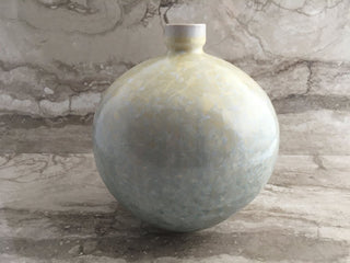 Signed porcelain crystalline glaze vase, 7 x 9" RW