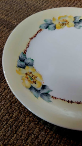 Yellow Floral 8" plate by T & V (Tressemanes & Vogt) Limoges French (T&M) FIRM