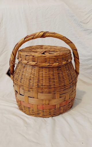 Large Bamboo Wicker Harvest Market Picnic Basket with server lid and handle FIRM (T&M)