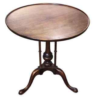 Antique Solid Wood Round Tripod Side Table