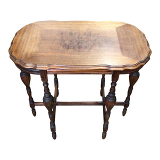 Antique Solid Wood Carved Side Table