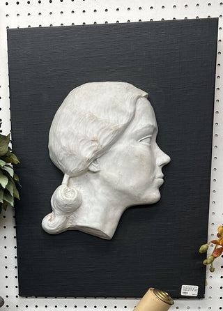 Vintage Plaster 3D Cameo Portrait Art Wall Hanging 24" x 18" FIRM