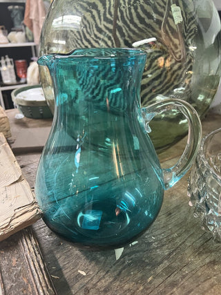 Blue Glass Moroccan Pitcher
