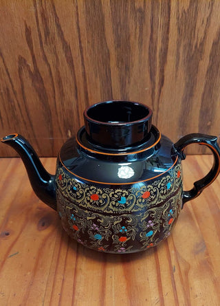 1912 Burslem England Teapot by Gibson & Sons. Pendant Pattern with Iridescence FIRM (T&M)