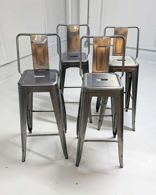 Silver Barstool, Seat height 30"h