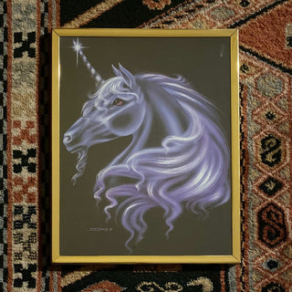Vintage Unicorn Carnival Prize Art Framed 10x8