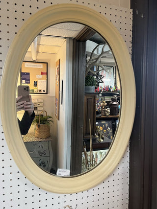 Butter Yellow Painted Wood Oval Mirror